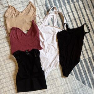 Free People (& Others) Women's Bodysuit Collection - Black, Tan, Burgundy, White